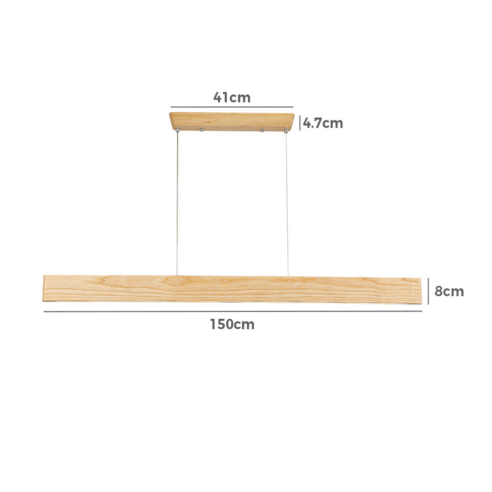 Krear Wooden Pendant Light Solid Wood LED Strips Linear Lighting 1.2M/1.5M/1.8M - Picture 93 of 197