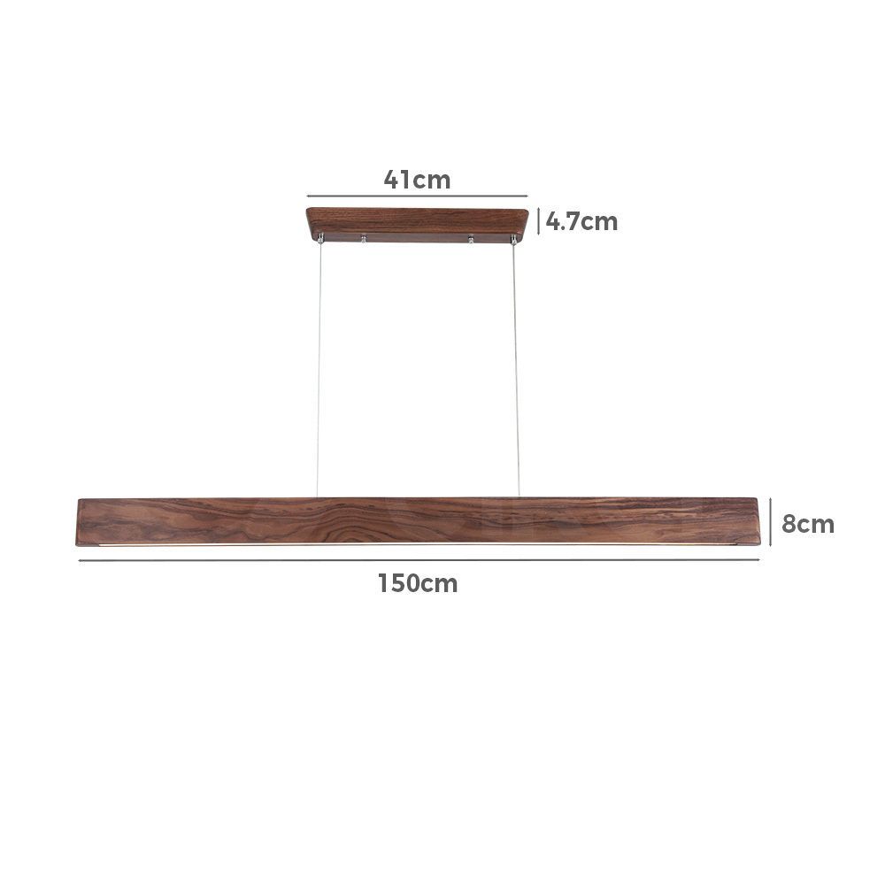 Krear Wooden Pendant Light Solid Wood LED Strips Linear Lighting 1.2M/1.5M/1.8M - Picture 99 of 197