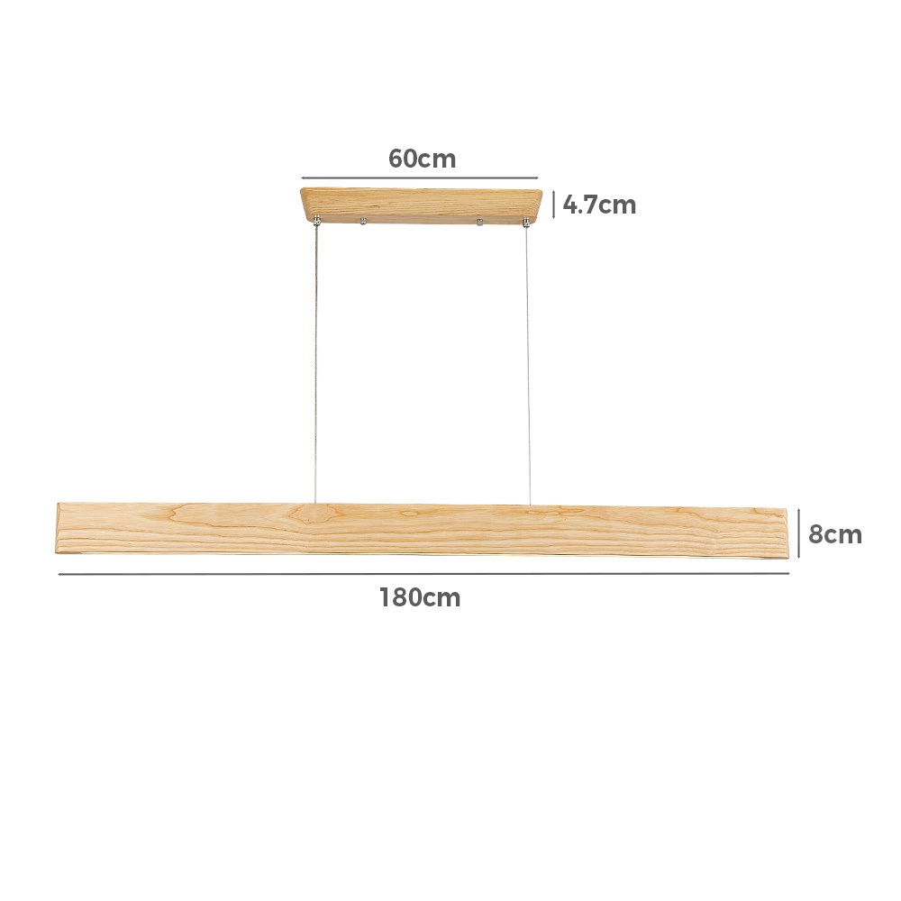 Krear Wooden Pendant Light Solid Wood LED Strips Linear Lighting 1.2M/1.5M/1.8M - Picture 105 of 197
