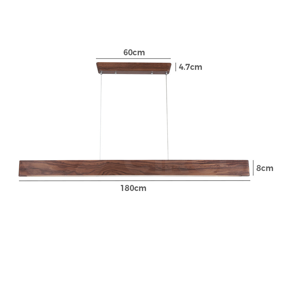 Krear Wooden Pendant Light Solid Wood LED Strips Linear Lighting 1.2M/1.5M/1.8M - Picture 111 of 197