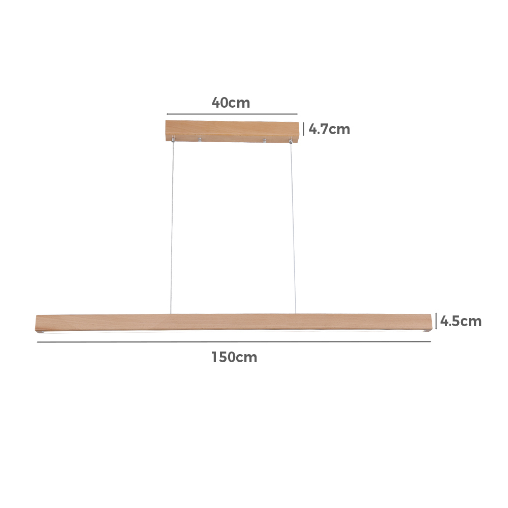 Krear Wooden Pendant Light Solid Wood LED Strips Linear Lighting 1.2M/1.5M/1.8M - Picture 129 of 197