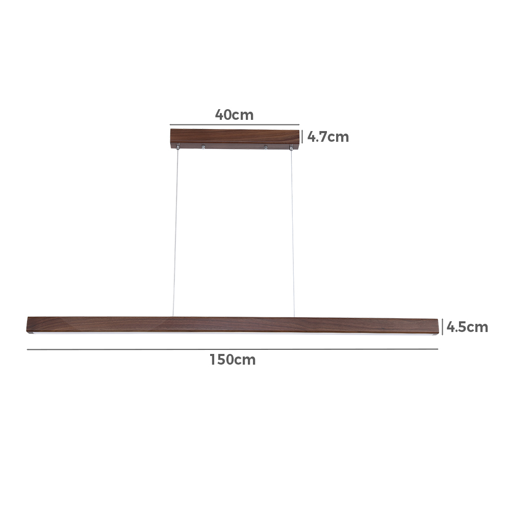 Krear Wooden Pendant Light Solid Wood LED Strips Linear Lighting 1.2M/1.5M/1.8M - Picture 135 of 197