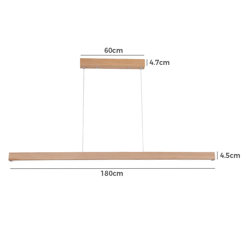 Krear Wooden Pendant Light Solid Wood LED Strips Linear Lighting 1.2M/1.5M/1.8M - Picture 141 of 197