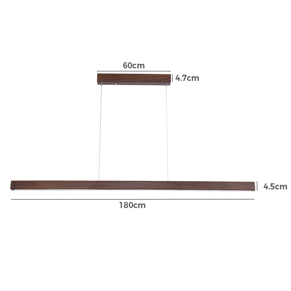 Krear Wooden Pendant Light Solid Wood LED Strips Linear Lighting 1.2M/1.5M/1.8M - Picture 147 of 197
