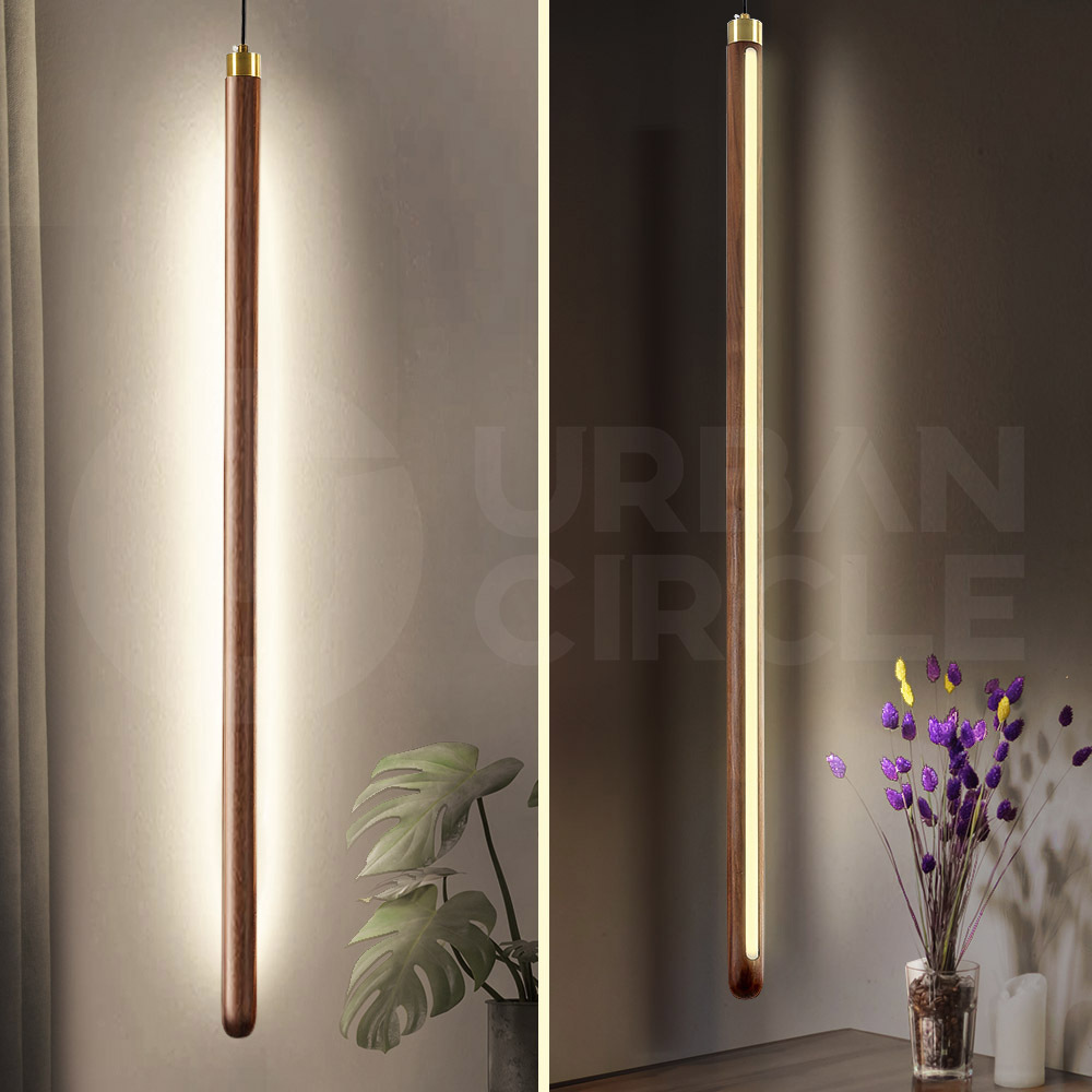 Krear Wooden Pendant Light Solid Wood LED Strips Linear Lighting 1.2M/1.5M/1.8M - Picture 195 of 197