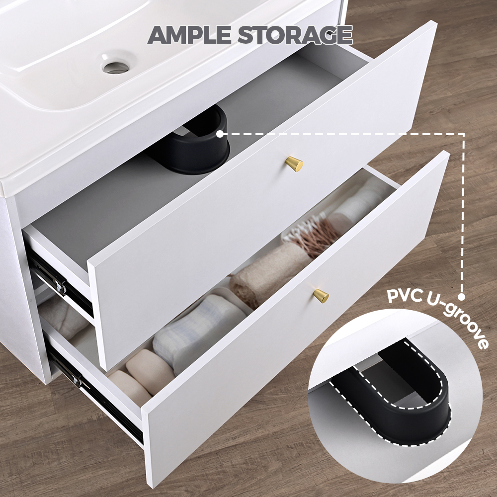 Simplus Bathroom Vanity Unit Sink With Ceramic Basin Cabinet Storage Wall Hung - Picture 15 of 80