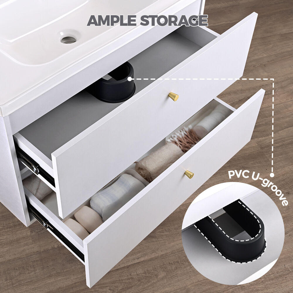 Simplus Bathroom Vanity Unit Sink With Ceramic Basin Cabinet Storage Wall Hung - Picture 25 of 80
