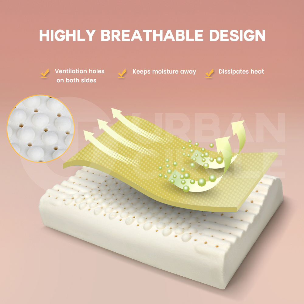 Mona Bedding 2x Natural Latex Pillow w Cover Medium Feel Standard 3 Zone Contour - Picture 10 of 48