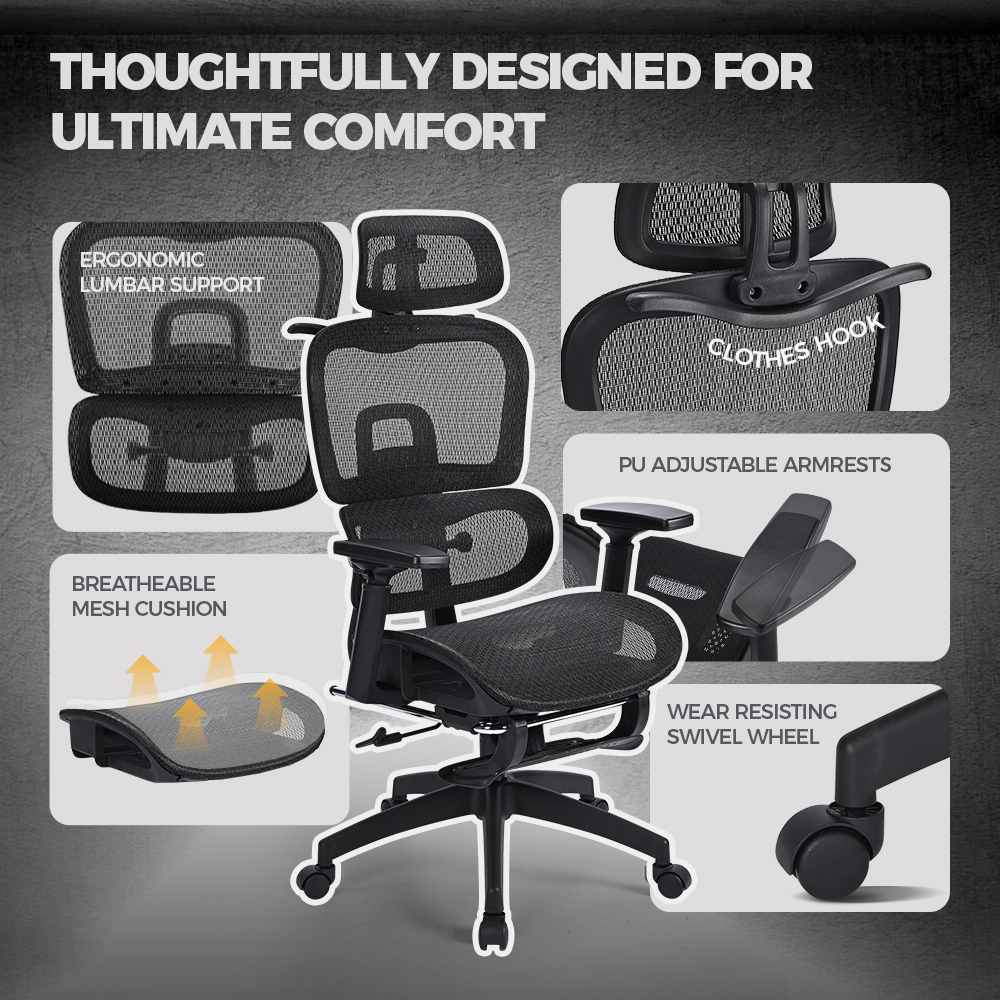 Furb Ergonomic Office Chair w/ Breathable Mesh High Back Computer Chair - Picture 14 of 39