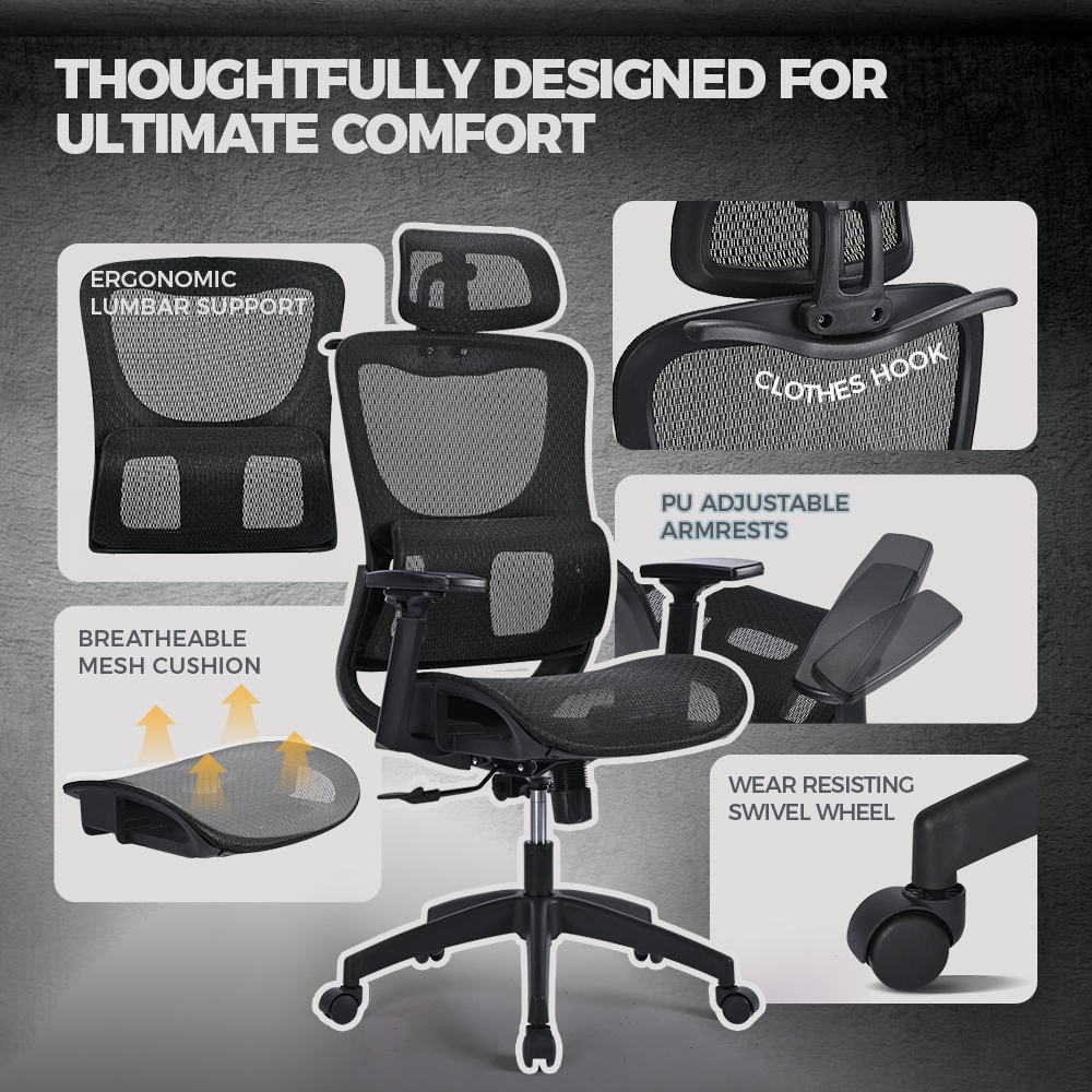 Furb Ergonomic Office Chair Mesh Computer Desk Chair Tilt Mesh Seat - Picture 17 of 36