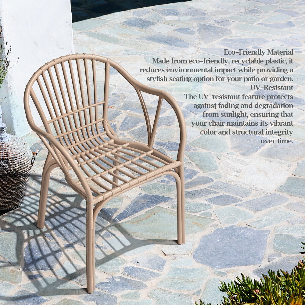 Furb 2PC Outdoor Dining Chair Lounge Chair Patio Furniture Garden Black/Camel - Picture 25 of 50