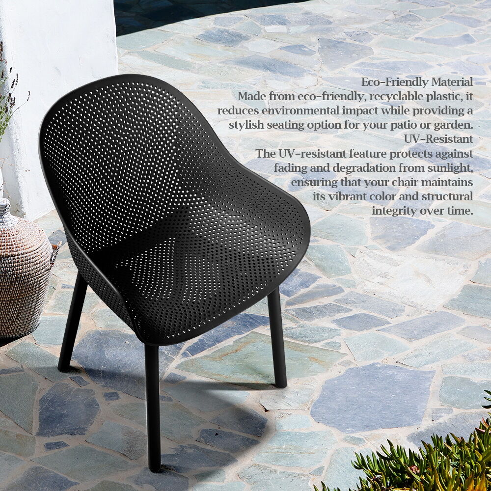 Furb 2PC Outdoor Dining Chair Lounge Chair Patio Furniture Garden Black/Camel - Picture 35 of 50