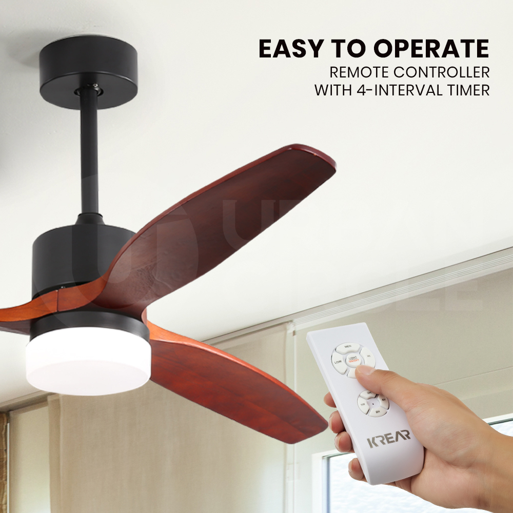 Krear 52" Inch Ceiling Fan Wooden Blades DC Motor Fans Light LED Remote Control - Picture 41 of 312
