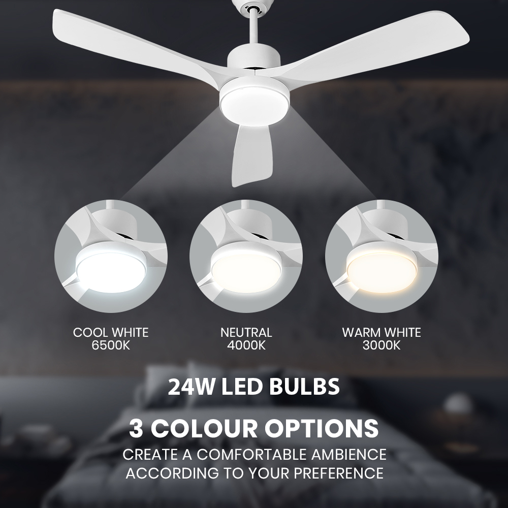 Krear Ceiling Fan With Light Remote Control 52'' DC Wood Blade Strong Wind Timer - Picture 49 of 55