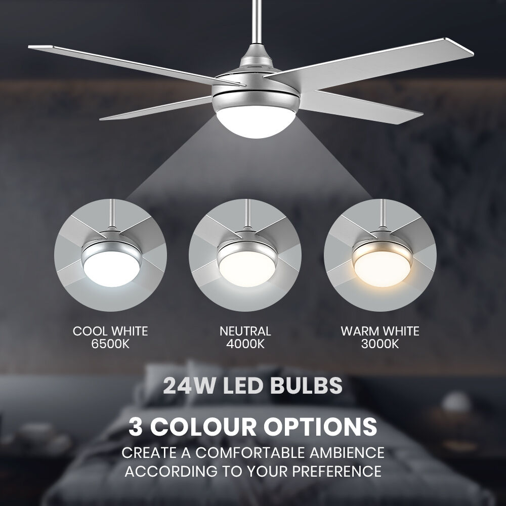 Krear 52'' Ceiling Fan with LED Light Remote Control Fans 4 Wood Blades 1320mm - Picture 27 of 88