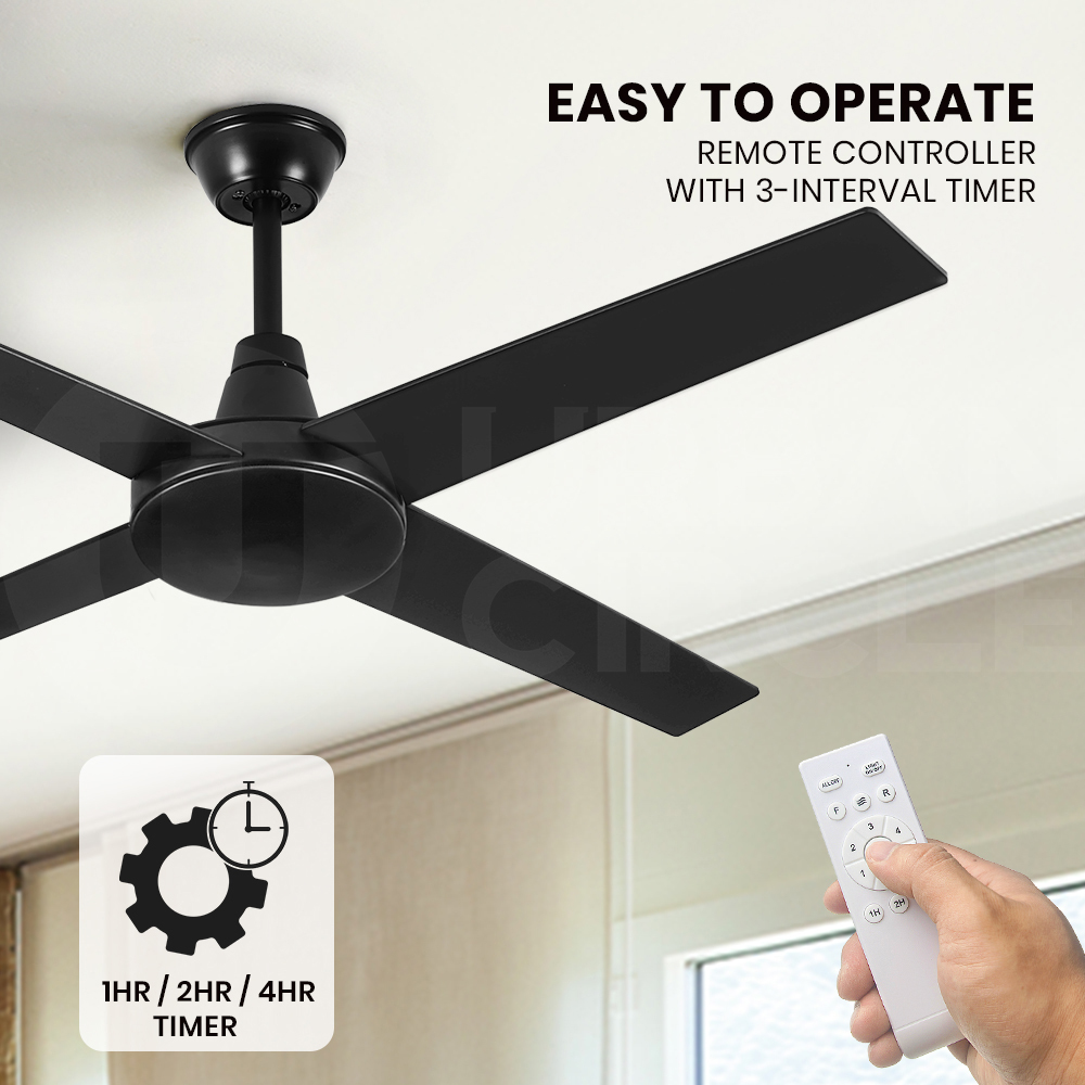 Krear 52'' Ceiling Fan with LED Light Remote Control Fans 4 Wood Blades 1320mm - Picture 60 of 88
