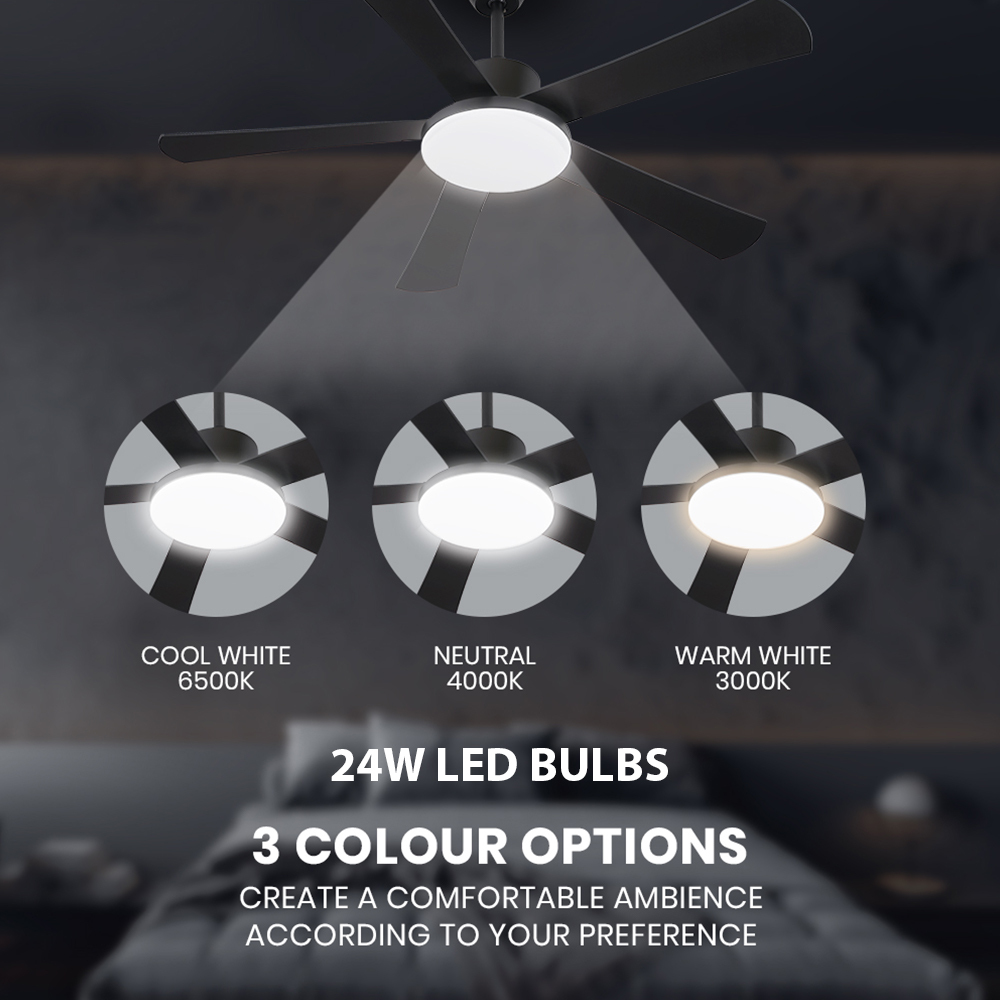Krear 52" Inch Ceiling Fan Wooden Blades DC Motor Fans Light LED Remote Control - Picture 269 of 312