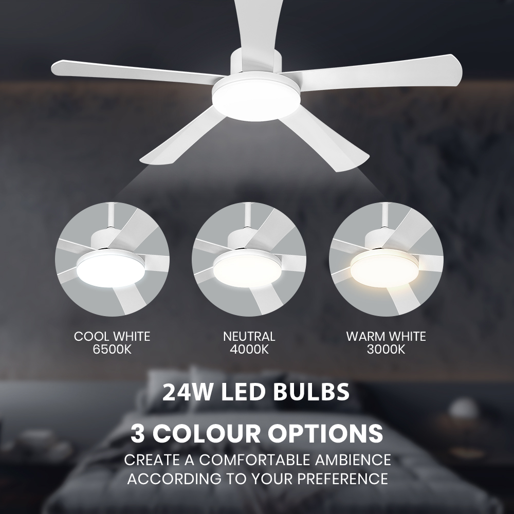 Krear 52" Inch Ceiling Fan Wooden Blades DC Motor Fans Light LED Remote Control - Picture 281 of 312