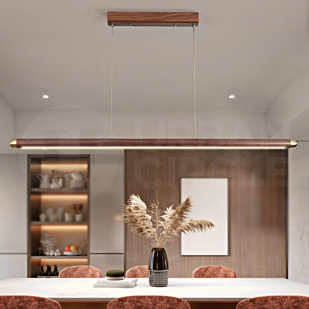Krear Wooden Pendant Light Solid Wood LED Strips Linear Lighting 1.2M/1.5M/1.8M - Picture 40 of 197
