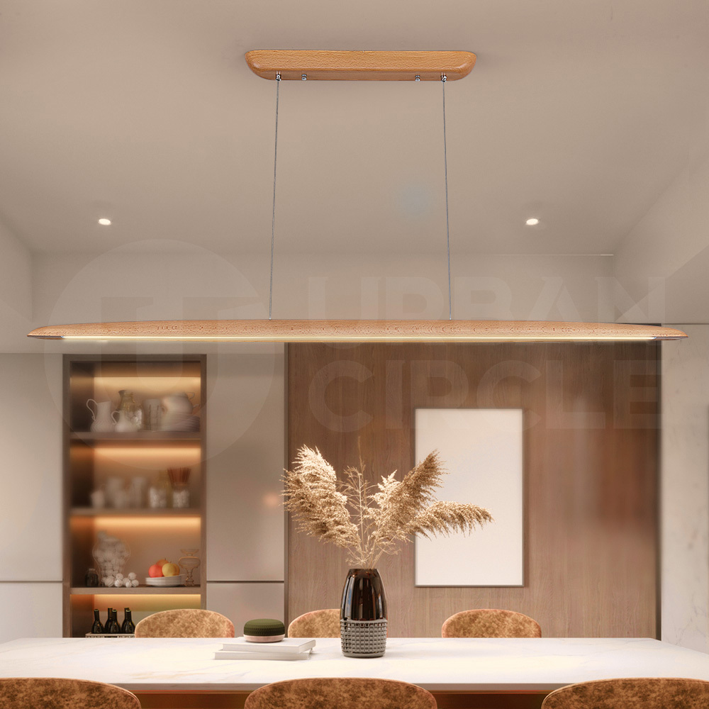 Krear Wooden Pendant Light Solid Wood LED Strips Linear Lighting 1.2M/1.5M/1.8M - Picture 46 of 197