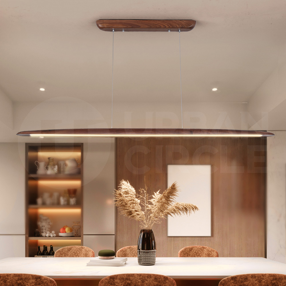 Krear Wooden Pendant Light Solid Wood LED Strips Linear Lighting 1.2M/1.5M/1.8M - Picture 64 of 197