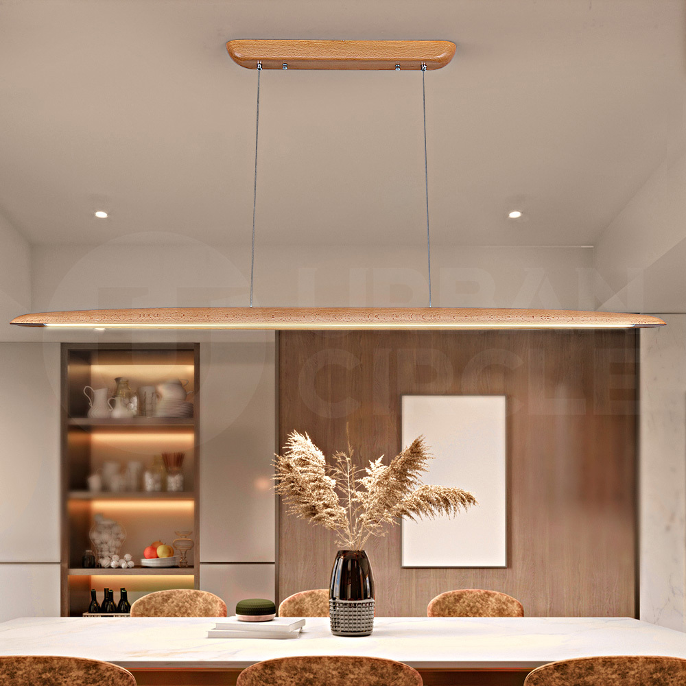 Krear Wooden Pendant Light Solid Wood LED Strips Linear Lighting 1.2M/1.5M/1.8M - Picture 70 of 197