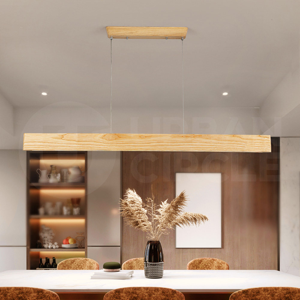 Krear Wooden Pendant Light Solid Wood LED Strips Linear Lighting 1.2M/1.5M/1.8M - Picture 94 of 197