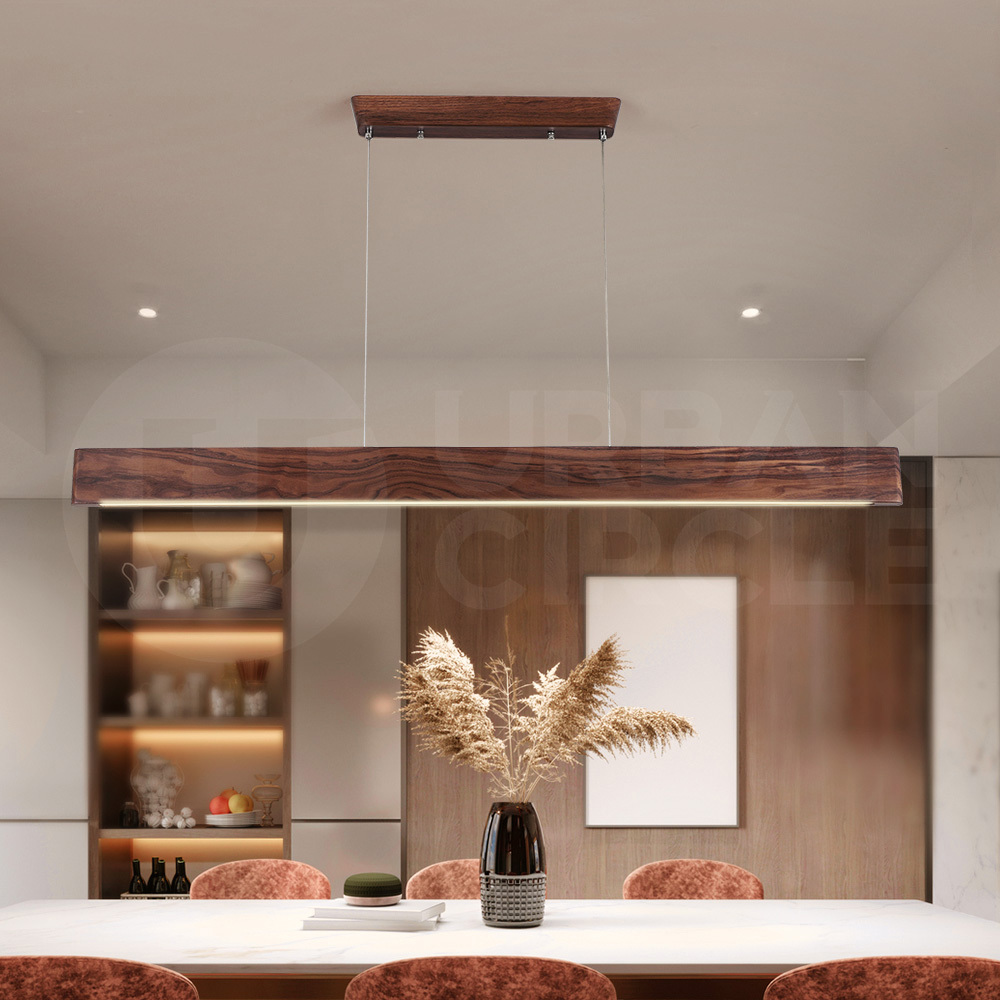 Krear Wooden Pendant Light Solid Wood LED Strips Linear Lighting 1.2M/1.5M/1.8M - Picture 100 of 197
