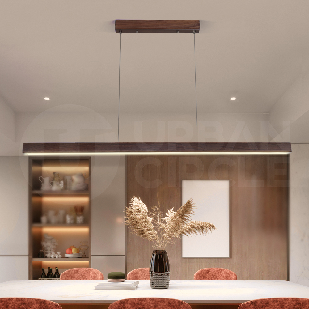 Krear Wooden Pendant Light Solid Wood LED Strips Linear Lighting 1.2M/1.5M/1.8M - Picture 136 of 197