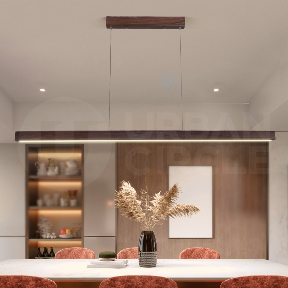 Krear Wooden Pendant Light Solid Wood LED Strips Linear Lighting 1.2M/1.5M/1.8M - Picture 148 of 197