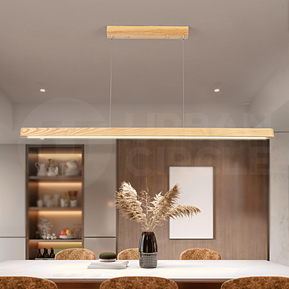 Krear Wooden Pendant Light Solid Wood LED Strips Linear Lighting 1.2M/1.5M/1.8M - Picture 154 of 197