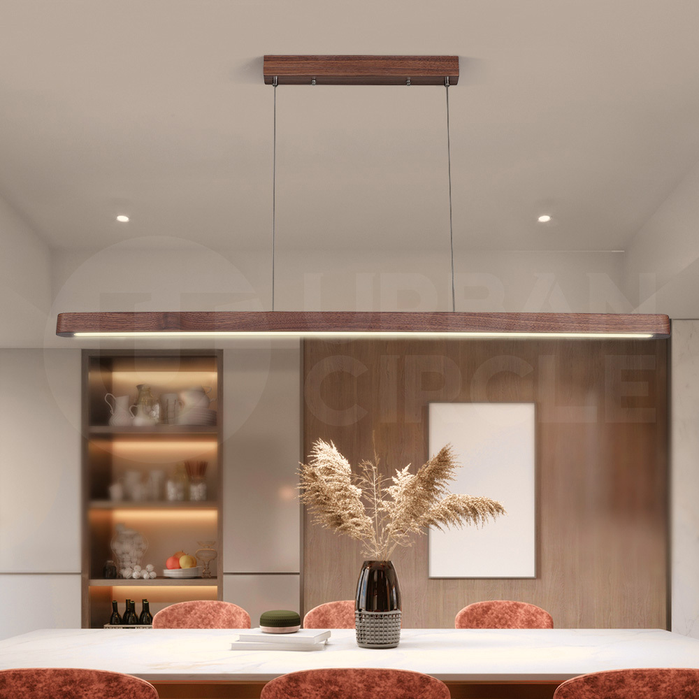 Krear Wooden Pendant Light Solid Wood LED Strips Linear Lighting 1.2M/1.5M/1.8M - Picture 160 of 197