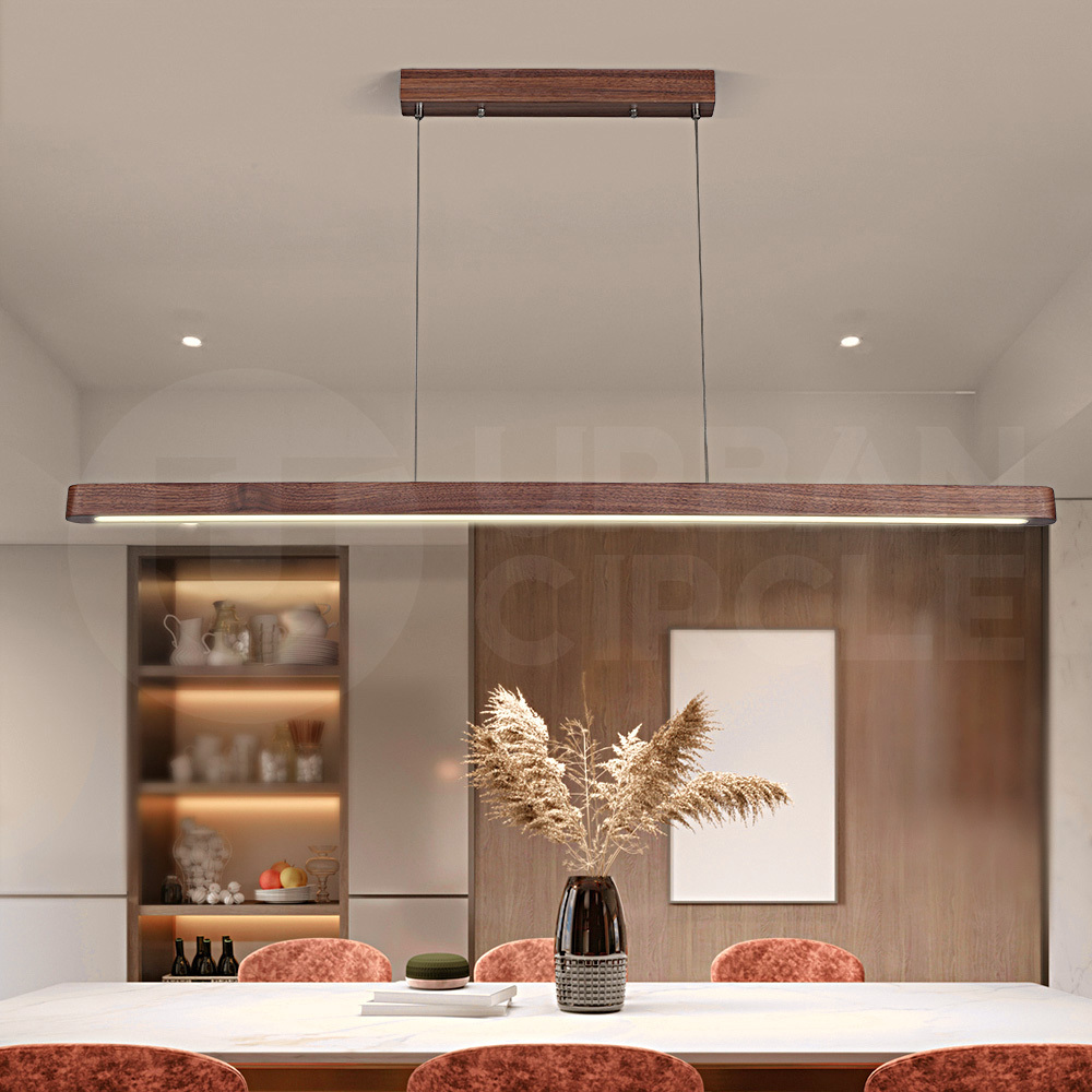 Krear Wooden Pendant Light Solid Wood LED Strips Linear Lighting 1.2M/1.5M/1.8M - Picture 184 of 197