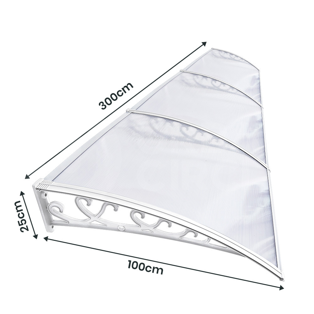 Groverdi Window Door Awning Outdoor Canopy Patio Rain Shield Cover DIY 1M-3M - Picture 159 of 163
