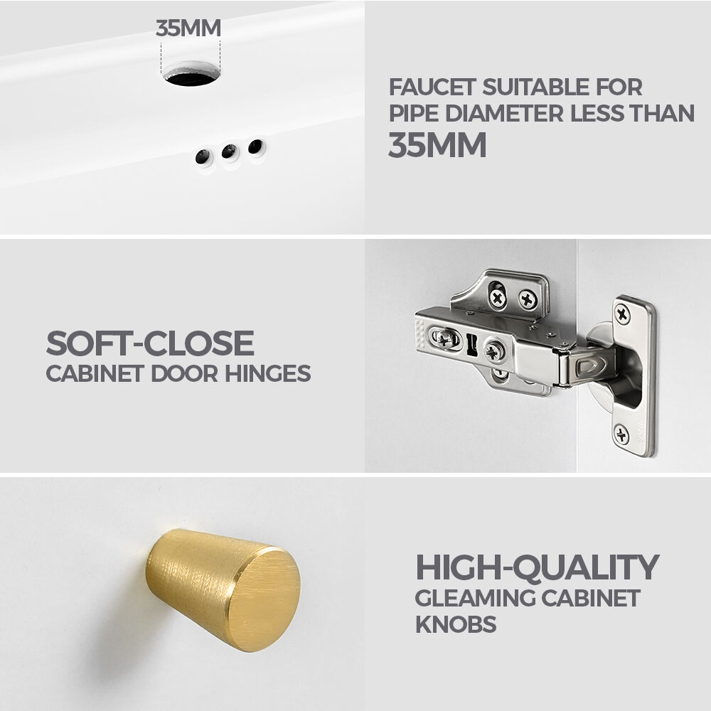 Simplus Bathroom Vanity Unit Sink With Ceramic Basin Cabinet Storage Wall Hung - Picture 66 of 80