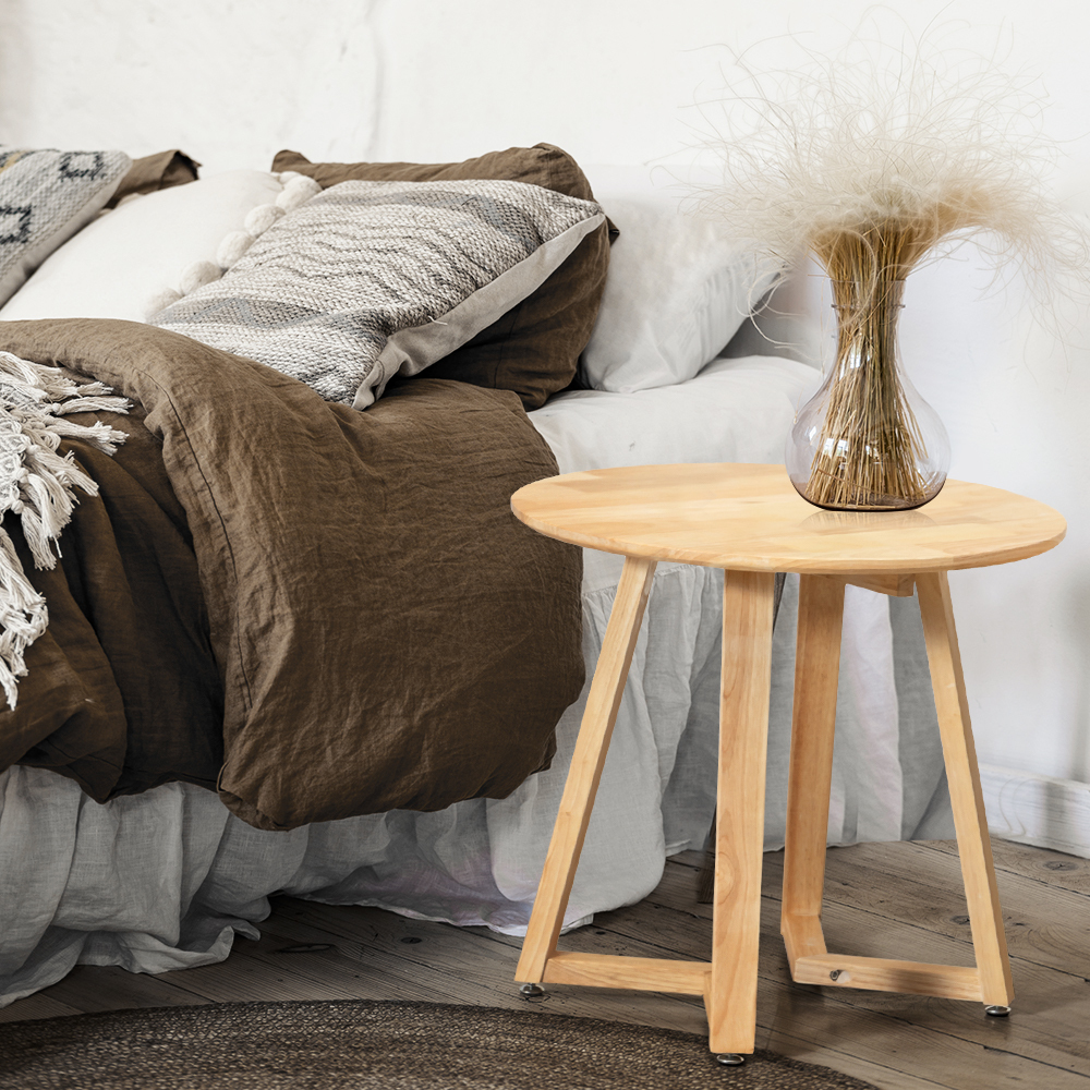 Furb Round Coffee Table Wooden End Table Side Table for Home Living Room 60/80CM - Picture 16 of 55