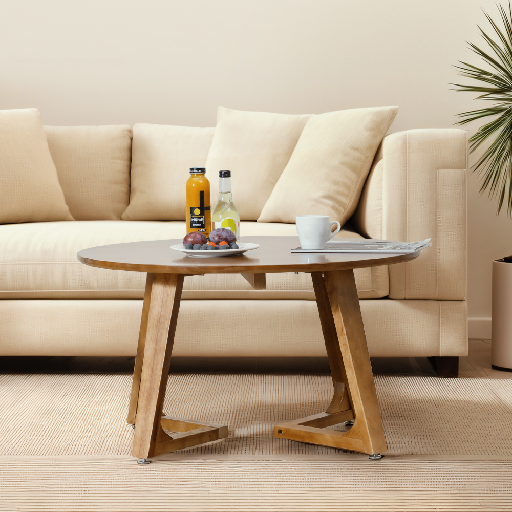 Furb Round Coffee Table Wooden End Table Side Table for Home Living Room 60/80CM - Picture 49 of 55
