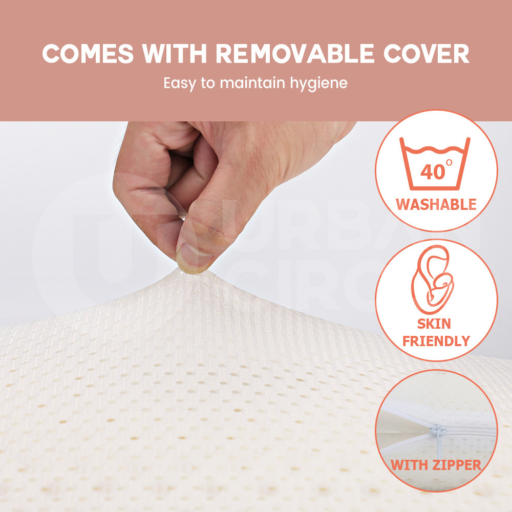 Mona Bedding 2x Natural Latex Pillow w Cover Medium Feel Standard 3 Zone Contour - Picture 43 of 48