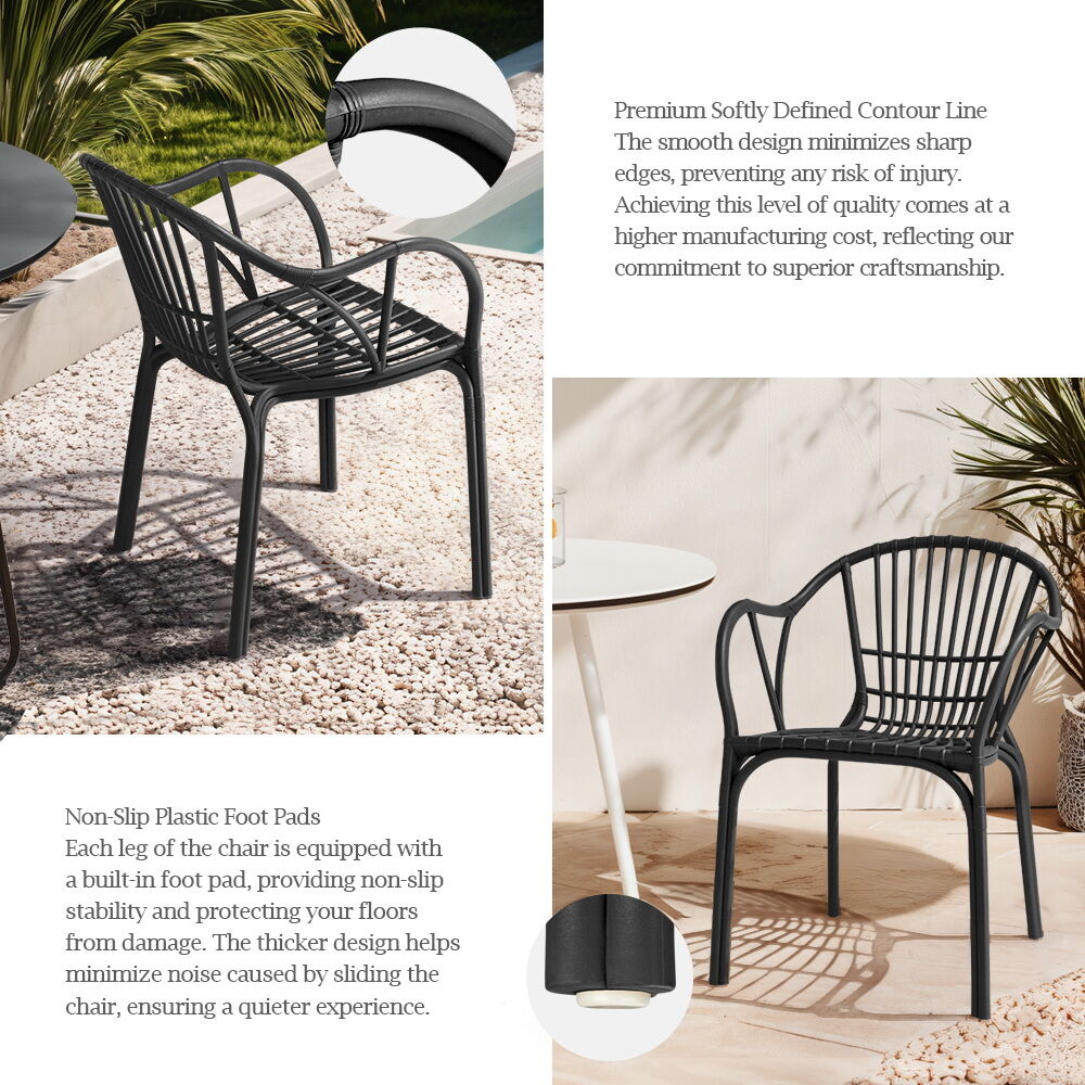 Furb 2PC Outdoor Dining Chair Lounge Chair Patio Furniture Garden Black/Camel - Picture 16 of 50