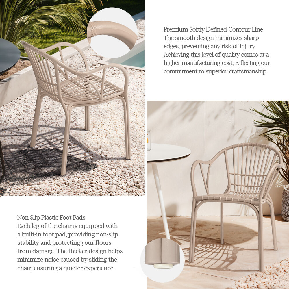 Furb 2PC Outdoor Dining Chair Lounge Chair Patio Furniture Garden Black/Camel - Picture 26 of 50
