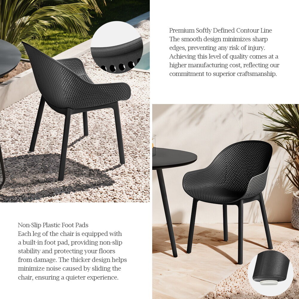 Furb 2PC Outdoor Dining Chair Lounge Chair Patio Furniture Garden Black/Camel - Picture 36 of 50