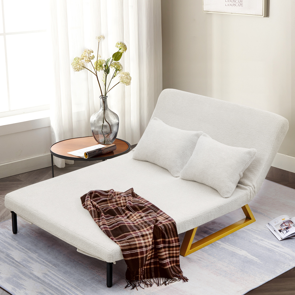 Furb Sofa Bed Lounge Chair Sherpa Fabric Folding Recliner Single/Double Seat - Picture 17 of 99