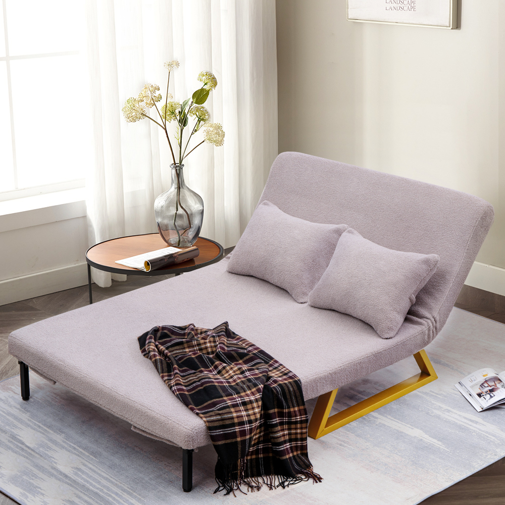 Furb Sofa Bed Lounge Chair Sherpa Fabric Folding Recliner Single/Double Seat - Picture 28 of 99