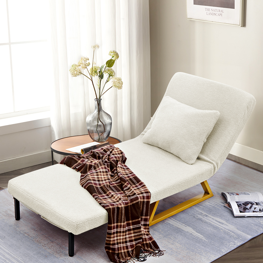 Furb Sofa Bed Lounge Chair Sherpa Fabric Folding Recliner Single/Double Seat - Picture 39 of 99