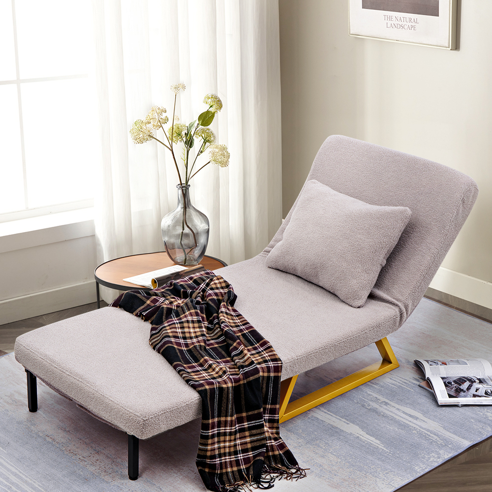 Furb Sofa Bed Lounge Chair Sherpa Fabric Folding Recliner Single/Double Seat - Picture 50 of 99