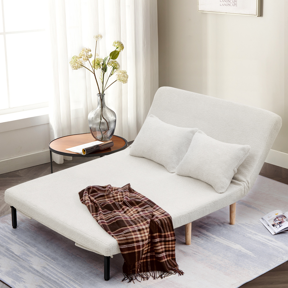 Furb Sofa Bed Lounge Chair Sherpa Fabric Folding Recliner Single/Double Seat - Picture 61 of 99