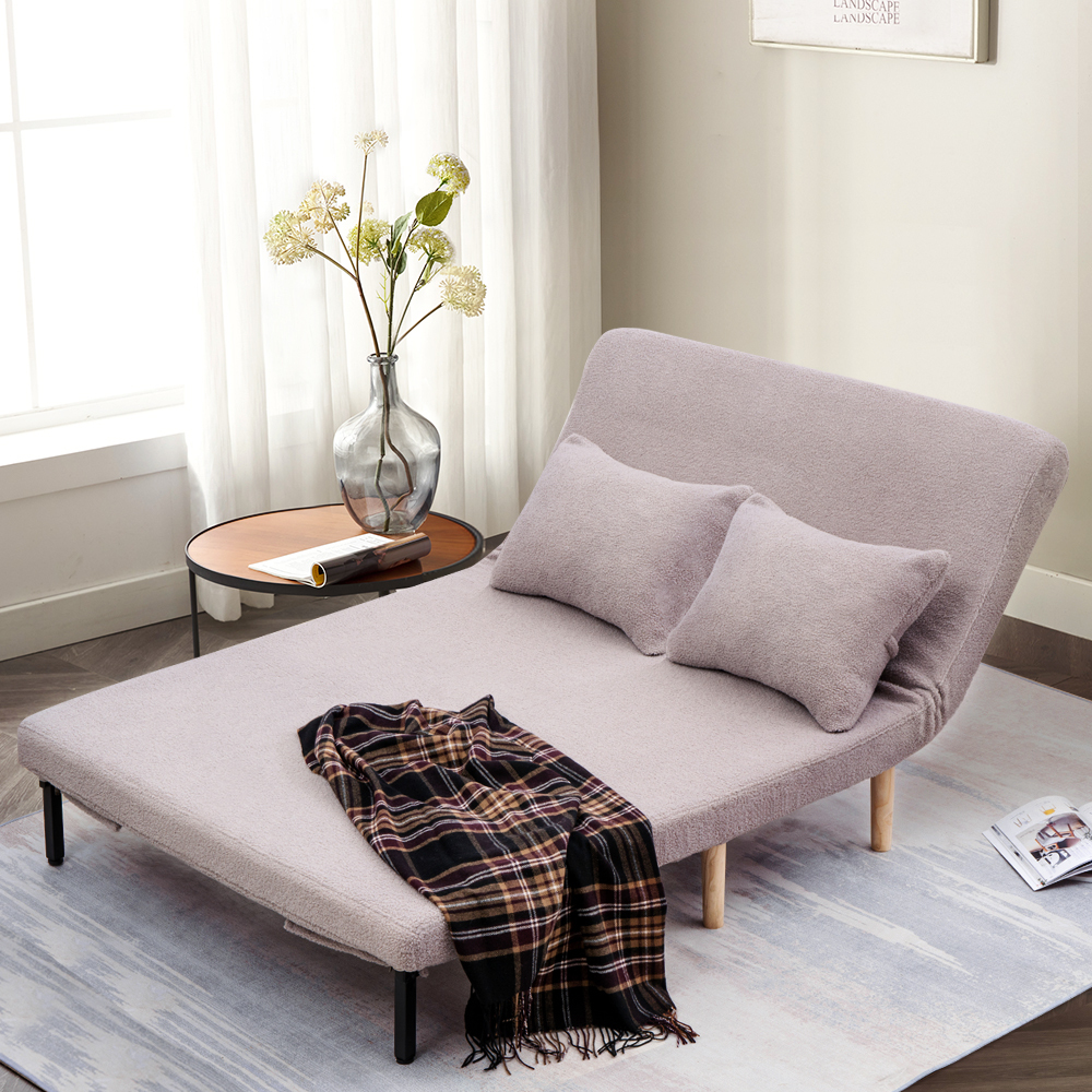 Furb Sofa Bed Lounge Chair Sherpa Fabric Folding Recliner Single/Double Seat - Picture 72 of 99