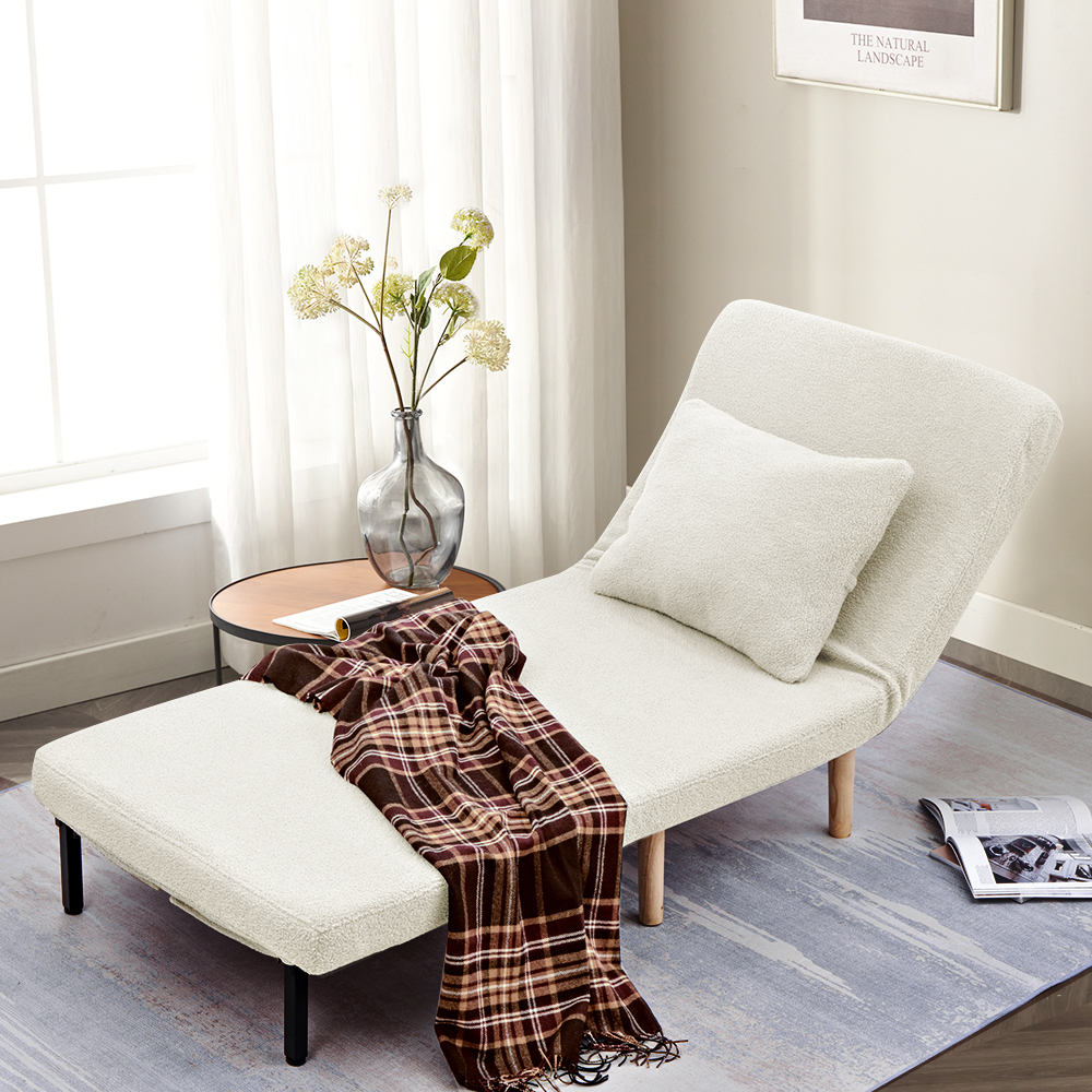 Furb Sofa Bed Lounge Chair Sherpa Fabric Folding Recliner Single/Double Seat - Picture 83 of 99