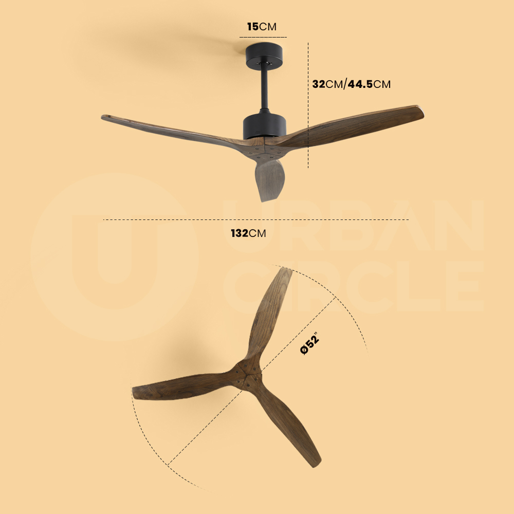 Krear 52" Inch Ceiling Fan Wooden Blades DC Motor Fans Light LED Remote Control - Picture 30 of 312