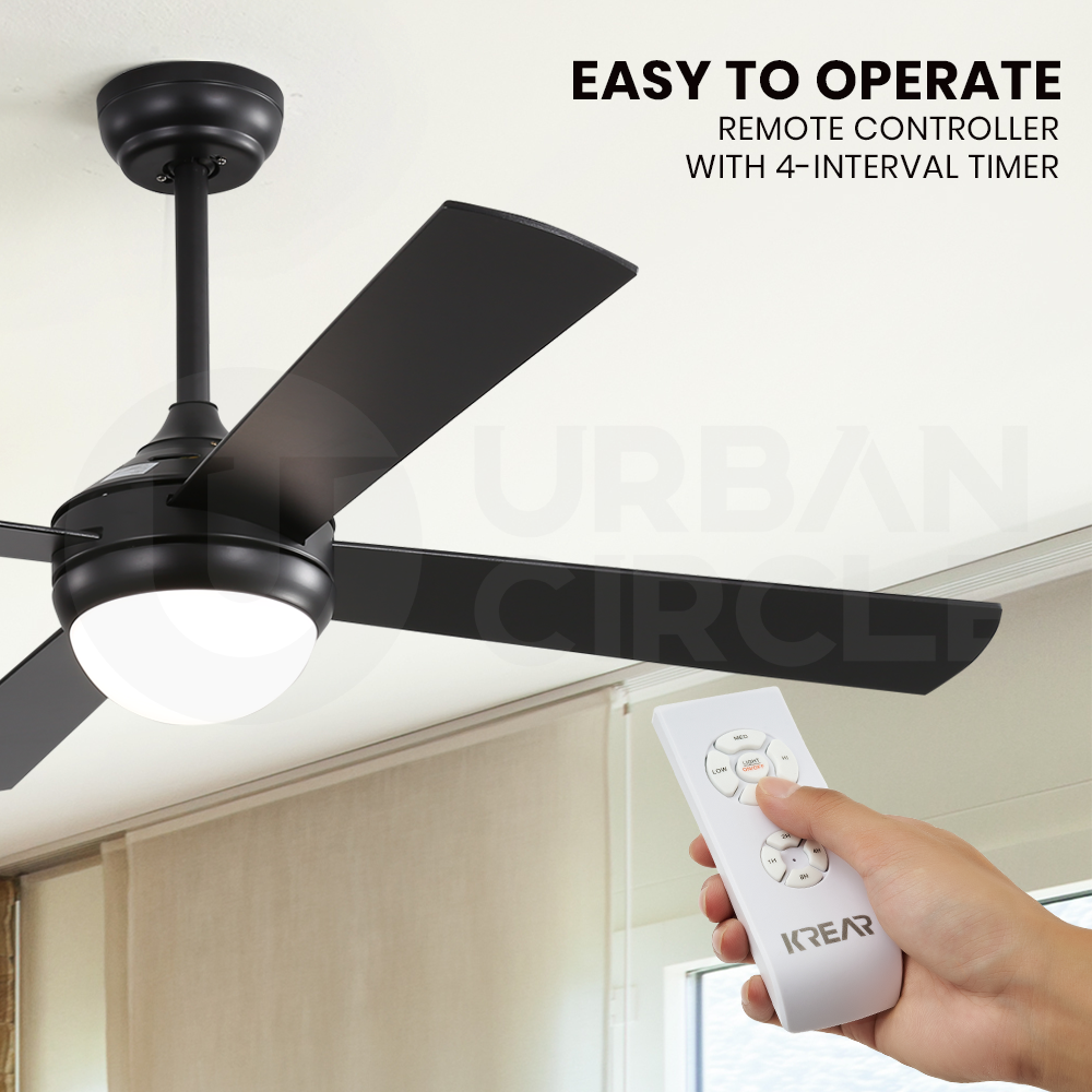 Krear 52" Inch Ceiling Fan Wooden Blades DC Motor Fans Light LED Remote Control - Picture 66 of 312